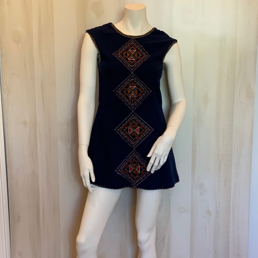 Blue embroidered PIPER romper